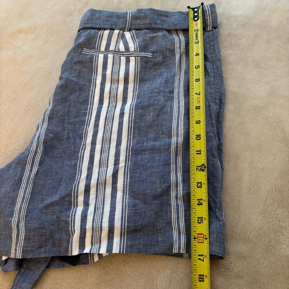Lauren Ralph Lauren 100% Linen Striped Blue Shorts Size 18 - Picture 6 of 6